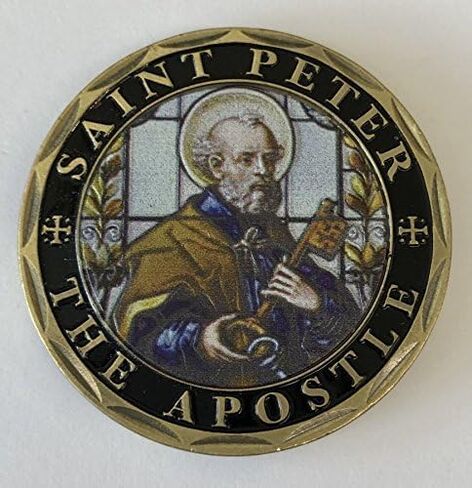 St Peter Coin, Saint Peter the Pope Catholic Challenge Coin, Religious Coin Collectibles, Bronze Iron Plated 38mm x 2mm in Saudi Arabia