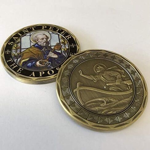 St Peter Coin, Saint Peter the Pope Catholic Challenge Coin, Religious Coin Collectibles, Bronze Iron Plated 38mm x 2mm in Saudi Arabia