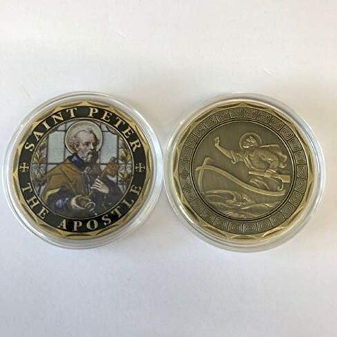 St Peter Coin, Saint Peter the Pope Catholic Challenge Coin, Religious Coin Collectibles, Bronze Iron Plated 38mm x 2mm in Saudi Arabia
