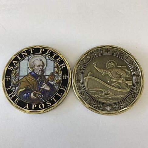 St Peter Coin, Saint Peter the Pope Catholic Challenge Coin, Religious Coin Collectibles, Bronze Iron Plated 38mm x 2mm in Saudi Arabia