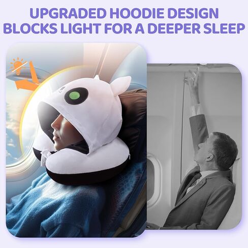 Travel Neck Pillow with Hood,Cute Cat Neck Pillow for Kids & Adults, Memory Foam Neck Pillow for Flight Headrest Sleep, Reverible Travle Pillow with Black Cat & Brown Cat in Saudi Arabia