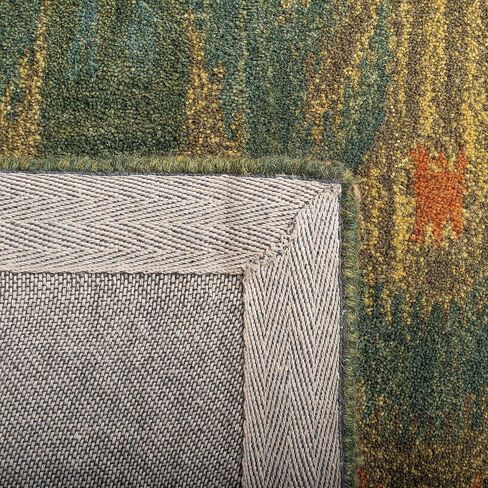 SAFAVIEH Ikat Collection Area Rug - 9' x 12', Olive & Gold, Handmade Wool, Ideal for High Traffic Areas in Living Room, Bedroom (IKT464B) in Saudi Arabia