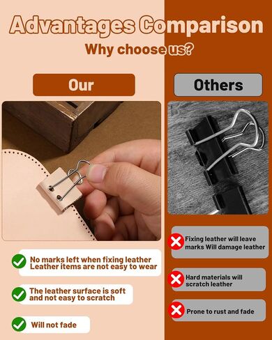 FOUSNOW 0.98 Inch Leather Binder Clips, 8 Pcs Binder Clips, Solid Color Protective Clips Accessories for Office, Home, Leather Fixing Craft (25mm) in Saudi Arabia