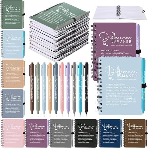 10 Sets Difference Maker Gifts Employee Appreciation Gifts Bulk Inspirational A6 Spiral Notebooks Journals with Pens for Women Men Coworker Teacher Nurse Graduation Birthday (Neutral Colors) in Kuwait