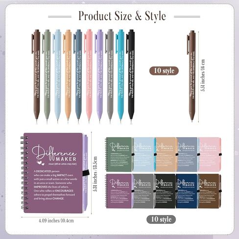 10 Sets Difference Maker Gifts Employee Appreciation Gifts Bulk Inspirational A6 Spiral Notebooks Journals with Pens for Women Men Coworker Teacher Nurse Graduation Birthday (Neutral Colors) in Kuwait