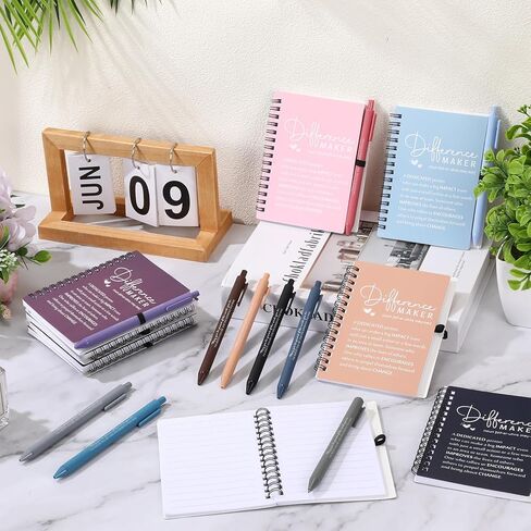10 Sets Difference Maker Gifts Employee Appreciation Gifts Bulk Inspirational A6 Spiral Notebooks Journals with Pens for Women Men Coworker Teacher Nurse Graduation Birthday (Neutral Colors) in Kuwait