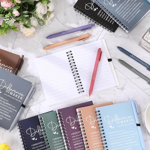10 Sets Difference Maker Gifts Employee Appreciation Gifts Bulk Inspirational A6 Spiral Notebooks Journals with Pens for Women Men Coworker Teacher Nurse Graduation Birthday (Neutral Colors) in Kuwait