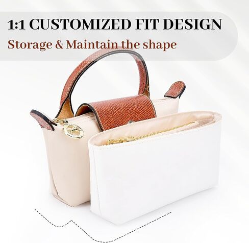 Purse Straps Kit Replacement with Multi-Pocket Waterproof Handbag Organizer Insert Compatible with Mini Longchomp Tote Bag in Saudi Arabia