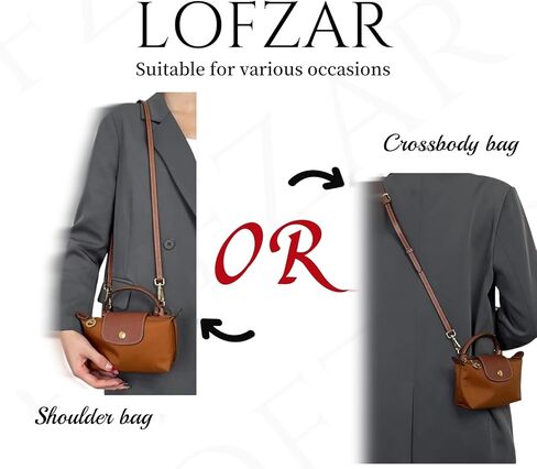 Upgraded Bag Strap Fits Longchamp Mini Bag, Leather Purse Straps Replacement Crossbody, Adjustable Straps Fit for Le Pliage Mini Pouch, Comes with Gift Box Packaging (Brown-Gold) in Saudi Arabia