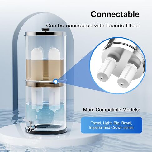 Purewell 3-Stage Gravity Fed Water Filter System, 2.25 Gallon Stainless Steel Countertop System with 2 Washable Ceramic Filters, Metal Water Level Spigot and Stand, Reduce up to 99% Chlorine, PW-OBT-K in Saudi Arabia