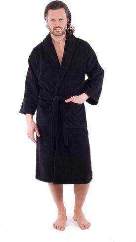 Classic Turkish Towels 100% Organic Cotton Unisex Bathrobe, 400 GSM Quick-Drying Absorbent Hotel and Spa Bath Robe in Kuwait