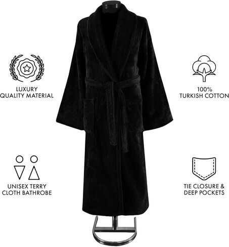 Classic Turkish Towels 100% Organic Cotton Unisex Bathrobe, 400 GSM Quick-Drying Absorbent Hotel and Spa Bath Robe in Kuwait