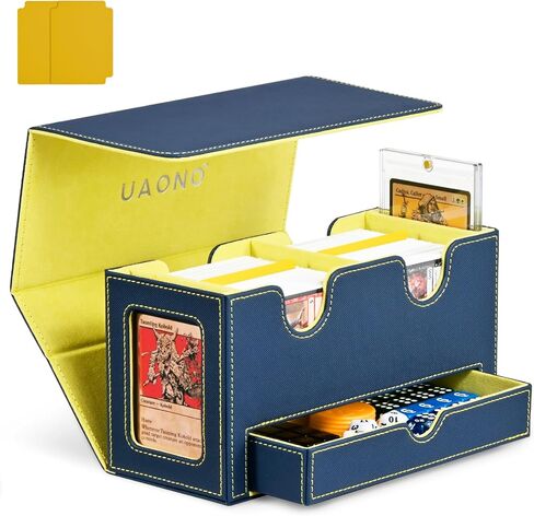 Card Deck Box for MTG, Double Storage Box with 2 Commander Display & 1 Dice Tray, Fits 200+ Double Sleeved, Organizer for CCG TCG Sports(Black Gray) in Saudi Arabia