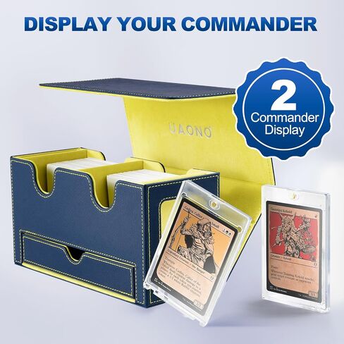 Card Deck Box for MTG, Double Storage Box with 2 Commander Display & 1 Dice Tray, Fits 200+ Double Sleeved, Organizer for CCG TCG Sports(Black Gray) in Saudi Arabia