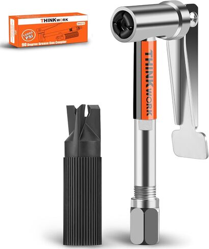 THINKWORK 90° Degree Grease Gun Coupler Set, Strong Lock on Greases Gun Tips with 360°Grease Gun Hose Swivel,12000 PSI Quick Release Grease Coupler Fit with All Grease Guns 1/8" NPT Grease Gun Fitting in Saudi Arabia