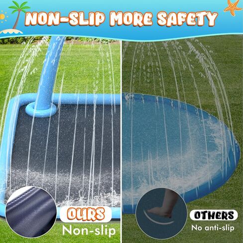 110'' Splash Pad with Ball, Basketball Hoop & Arch, Outdoor Water Mat for Kids, Dogs & Adults, Non-Slip Thickened Sprinkler Pad for Backyard Summer Fun in Saudi Arabia