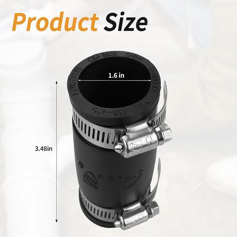 Dust Control Flex Cuff, with Stainless Steel Hose Clamps, Flexible Pipe Coupling for Cast Iron and Plastic Plumbing Connections (2 Inch) in Saudi Arabia