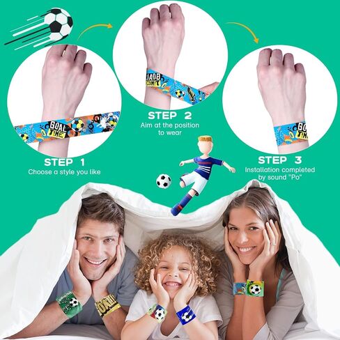 Viicoor Soccer Slap Bracelets 30PCS Snap Bracelet Wrisrtband for Party Favors Basket Bag Filler School Prizes Gifts Party Favors Bulk in Saudi Arabia