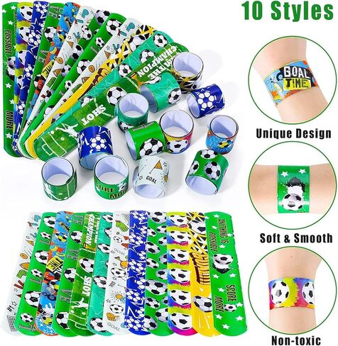 Viicoor Soccer Slap Bracelets 30PCS Snap Bracelet Wrisrtband for Party Favors Basket Bag Filler School Prizes Gifts Party Favors Bulk in Saudi Arabia