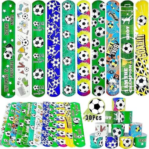 Viicoor Soccer Slap Bracelets 30PCS Snap Bracelet Wrisrtband for Party Favors Basket Bag Filler School Prizes Gifts Party Favors Bulk in Kuwait