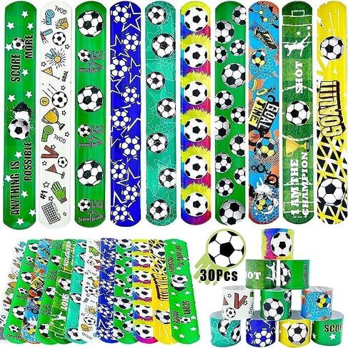 Viicoor Soccer Slap Bracelets 30PCS Snap Bracelet Wrisrtband for Party Favors Basket Bag Filler School Prizes Gifts Party Favors Bulk in Kuwait