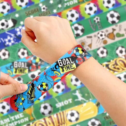 Viicoor Soccer Slap Bracelets 30PCS Snap Bracelet Wrisrtband for Party Favors Basket Bag Filler School Prizes Gifts Party Favors Bulk in Kuwait