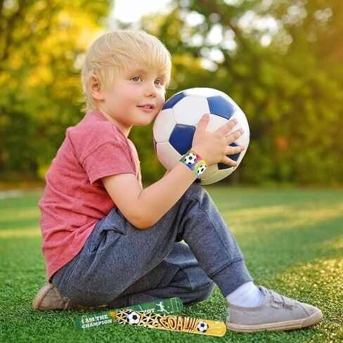 Viicoor Soccer Slap Bracelets 30PCS Snap Bracelet Wrisrtband for Party Favors Basket Bag Filler School Prizes Gifts Party Favors Bulk in Kuwait