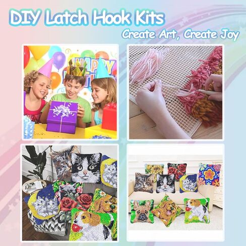 bositigo Dog Latch Hook Pillow Kit for Adults & Kids, DIY Pre-Printed Canvas Craft, 17x61 Inch Decorative Cover for Sofa Cushions, Bedroom Decor (Dog Pattern 45) in Saudi Arabia