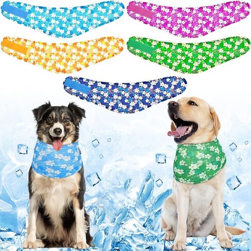 5 Pcs Dog Cooling Bandanas Instant Cooling Neck Wraps Breathable Ice Scarf Pet Basic Collar for Small to Large Dog Hunting Training Hiking Camping Accessories for Summer(L Size) in Kuwait