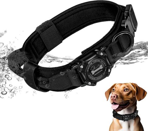 Dog Collar with Airtag Holder, Airtag Dog Collar IP68 Waterproof with Control Handle and Metal Buckle, Military Tactical Air Tag Dog Collar Holder for Medium Large Dogs(Green, L) in Kuwait