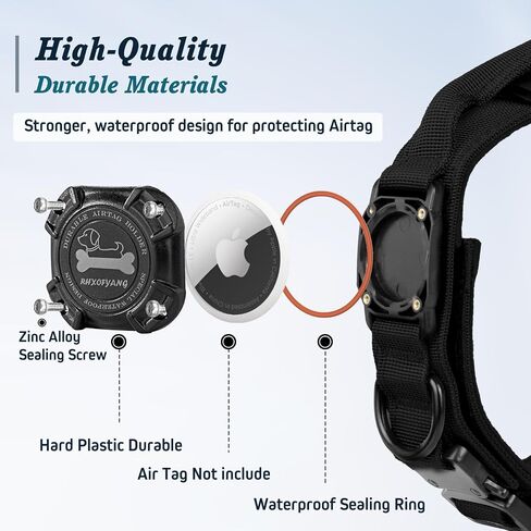 Dog Collar with Airtag Holder, Airtag Dog Collar IP68 Waterproof with Control Handle and Metal Buckle, Military Tactical Air Tag Dog Collar Holder for Medium Large Dogs(Green, L) in Kuwait