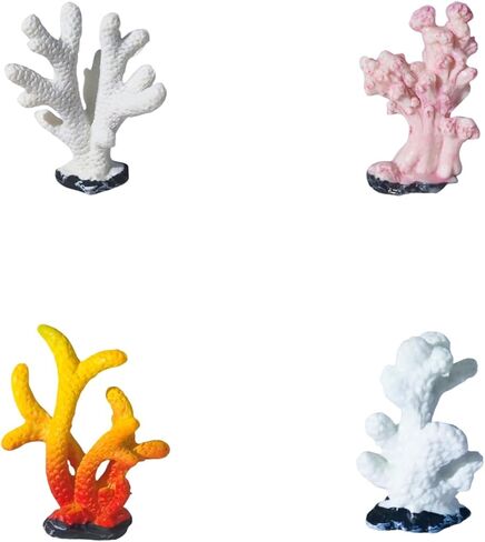 4 Pcs Artificial Coral Plant Aquarium Decorations Decor Artificial Polyresin Colorful Coral Reef Decoration Fish Tank Accessories Aquarium Decor Betta Fish Tank Aquarium Landscape (Style C) in Kuwait