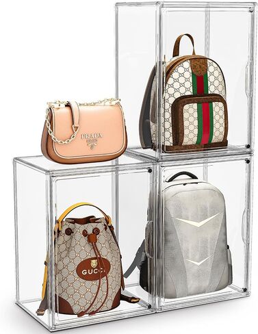 منظم تخزين المحفظة لـ Closet 3 Packs Clear Handbag Storage Organizer Acrylic Display Case for Hossibles Facealable Bage مع باب مغناطيسي لحقائب الظهر ، الشكل ، xxx-large in Kuwait