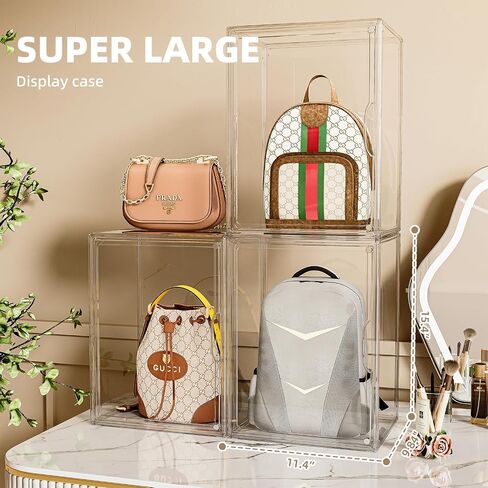 منظم تخزين المحفظة لـ Closet 3 Packs Clear Handbag Storage Organizer Acrylic Display Case for Hossibles Facealable Bage مع باب مغناطيسي لحقائب الظهر ، الشكل ، xxx-large in Kuwait