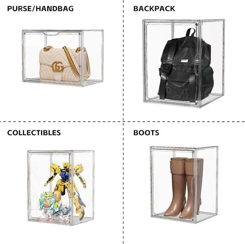 منظم تخزين المحفظة لـ Closet 3 Packs Clear Handbag Storage Organizer Acrylic Display Case for Hossibles Facealable Bage مع باب مغناطيسي لحقائب الظهر ، الشكل ، xxx-large in Kuwait