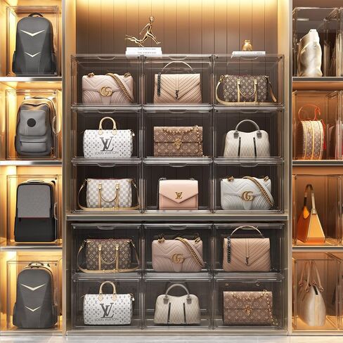منظم تخزين المحفظة لـ Closet 3 Packs Clear Handbag Storage Organizer Acrylic Display Case for Hossibles Facealable Bage مع باب مغناطيسي لحقائب الظهر ، الشكل ، xxx-large in Kuwait