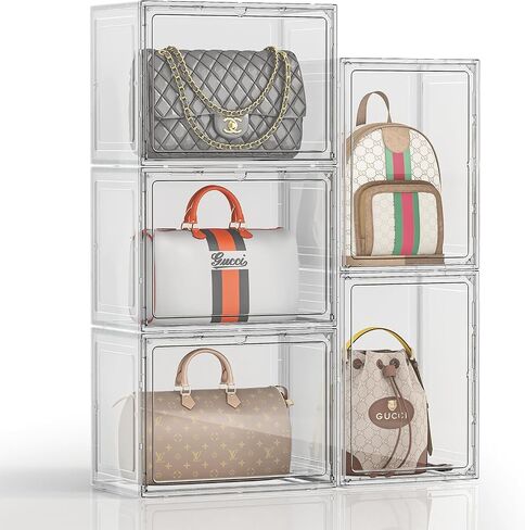 منظم تخزين المحفظة لـ Closet 3 Packs Clear Handbag Storage Organizer Acrylic Display Case for Hossibles Facealable Bage مع باب مغناطيسي لحقائب الظهر ، الشكل ، xxx-large in Kuwait