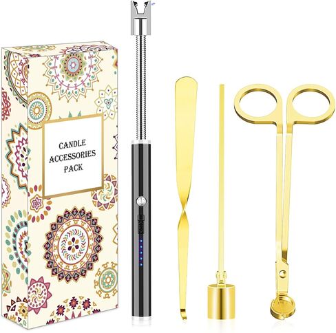 4 in1 Candle Accessory Set - Wick Trimmer, Candle Snuffer, Wick Dipper, Candle Lighters-Stainless Steel Care Kit for Candle Lover in Saudi Arabia
