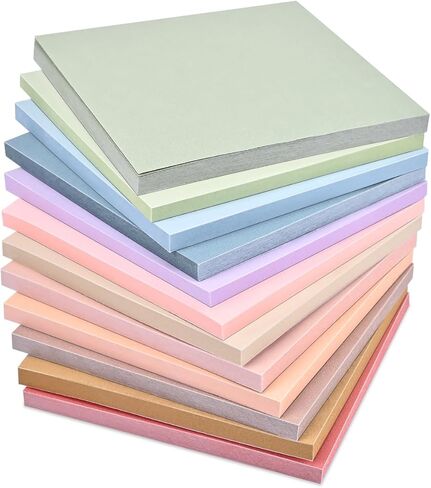 Sticky Notes 3"x3", 12 Colors Vintage Self-Stick Note Aesthetic, 12 Pads, 50 Sheets/Pad Total 600 Sheets, Easy to Post for School Office Desk Accessories Desk Supplies (Vintage Morandi) in Kuwait