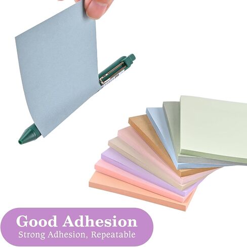 Sticky Notes 3"x3", 12 Colors Vintage Self-Stick Note Aesthetic, 12 Pads, 50 Sheets/Pad Total 600 Sheets, Easy to Post for School Office Desk Accessories Desk Supplies (Vintage Morandi) in Kuwait