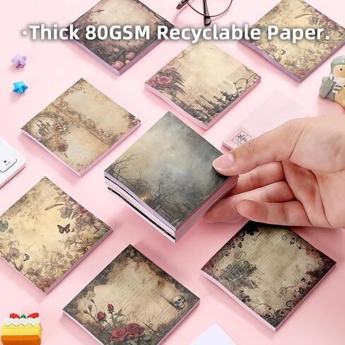 Retro 9 Pack/450 Sheets 3x3 inch Sticky Notes Set, Reusable Tearable Post it Notes and High-Adhesive Planner Notepad Desk Accessories for School, Office, and Home - Bulk Retro Stationery Gift in Saudi Arabia