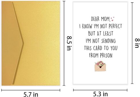 Funny Mothers Day Card from Daughter Son, Humorous Birthday Card Gift for Mom, At Least Not From Prison in Saudi Arabia
