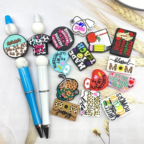Silicone Focal Beads Autism Awareness Focal Silicone Beads for Pens Silicone Focal Beads for Keychain Making Bracelet Necklace Handmade Crafts(20pcs) in Saudi Arabia
