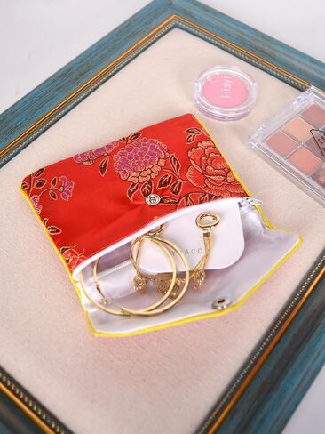 Baitaihem 15 Pack Jewelry Purse Pouch Gift Bags Chinese Silk Style Brocade Embroidered Bag,Red(Small&Medium&Large) in Kuwait