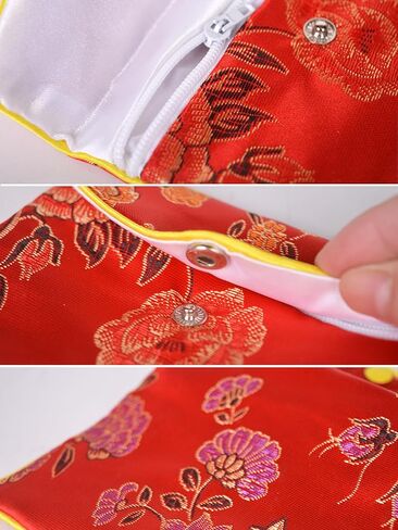 Baitaihem 15 Pack Jewelry Purse Pouch Gift Bags Chinese Silk Style Brocade Embroidered Bag,Red(Small&Medium&Large) in Kuwait