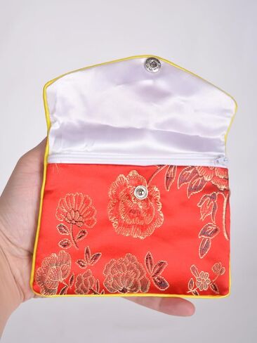 Baitaihem 15 Pack Jewelry Purse Pouch Gift Bags Chinese Silk Style Brocade Embroidered Bag,Red(Small&Medium&Large) in Kuwait