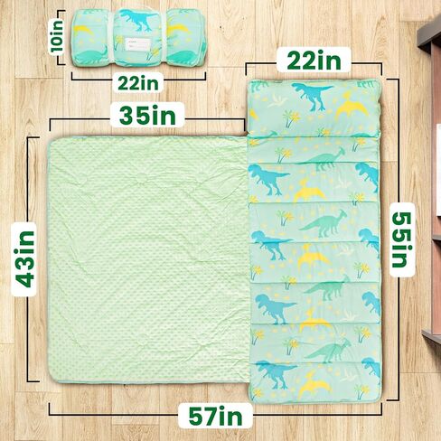 Toddler Nap Mat with Pillow and Blanket, Extra Large Sleeping Bag | 55"x35" Sleeping Mat, Washable, Easy to Roll, Perfect for Preschool, Daycare, Kindergarten, Boys and Girls, Strawberry in Kuwait