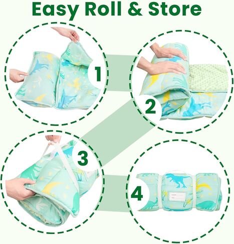 Toddler Nap Mat with Pillow and Blanket, Extra Large Sleeping Bag | 55"x35" Sleeping Mat, Washable, Easy to Roll, Perfect for Preschool, Daycare, Kindergarten, Boys and Girls, Strawberry in Kuwait
