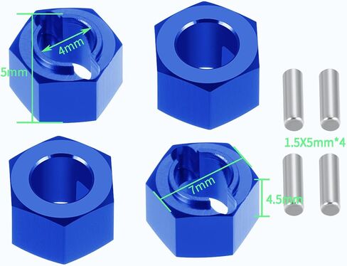 4 PCS 7mm Wheel Hex Hub Adapters for Losi Mini-T 2.0 & Mini-B 1/16 1/18 RC Off-Road Car Truck Upgrades-Black in Saudi Arabia