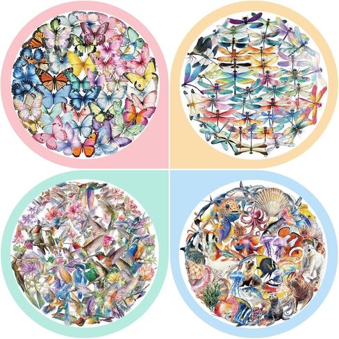 200 Pcs Clear PET Stickers - Watercolor Butterfly, Dragonfly, Hummingbirds & Sea Animals - 50 Unique Designs Per Theme - Aesthetic Stickers for Journals, Scrapbooks, Laptops & DIY Crafts in Saudi Arabia